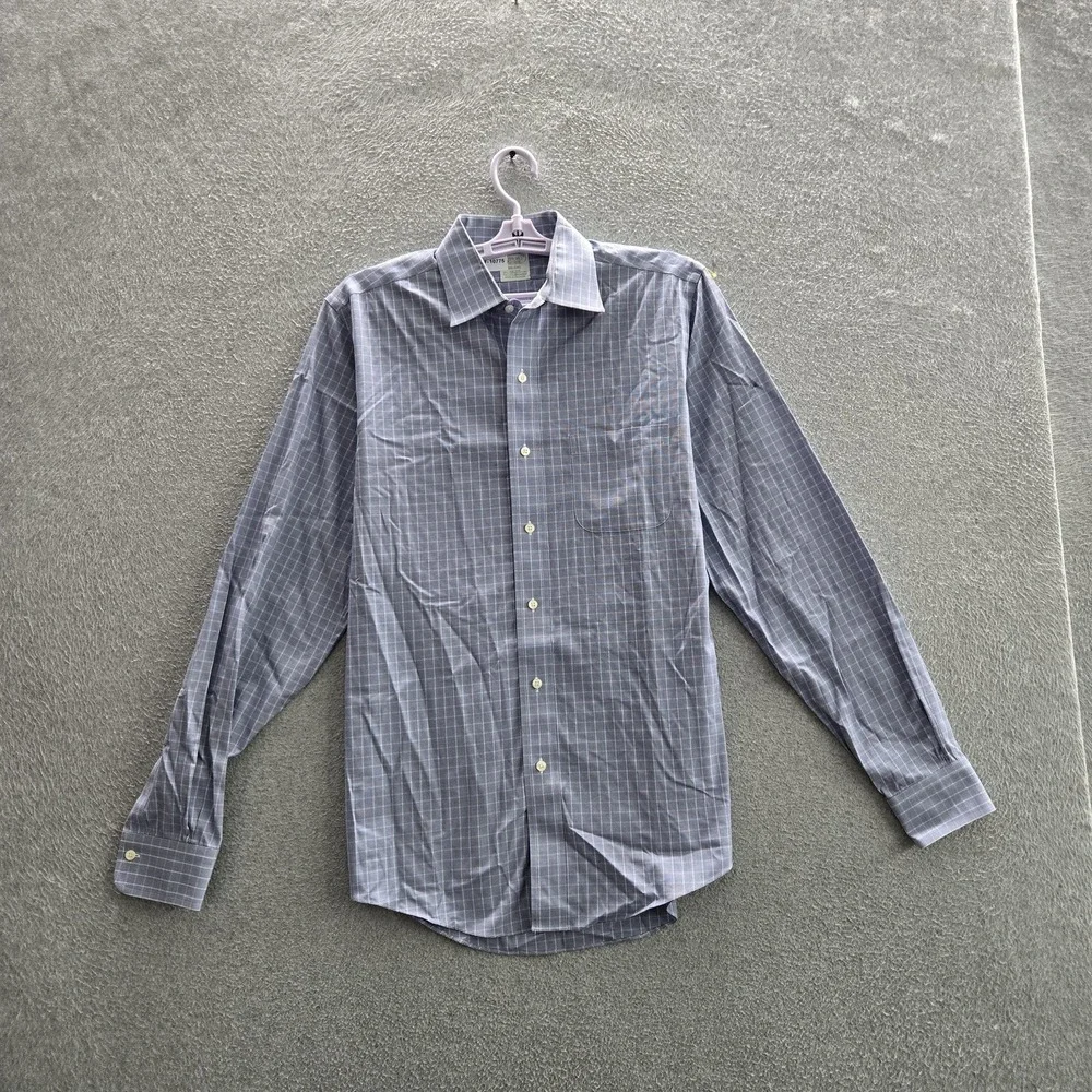 Brooks Brothers Men Button Up Shirt 15 1/2-35 Blue Plaid Milano Dress Shirt
